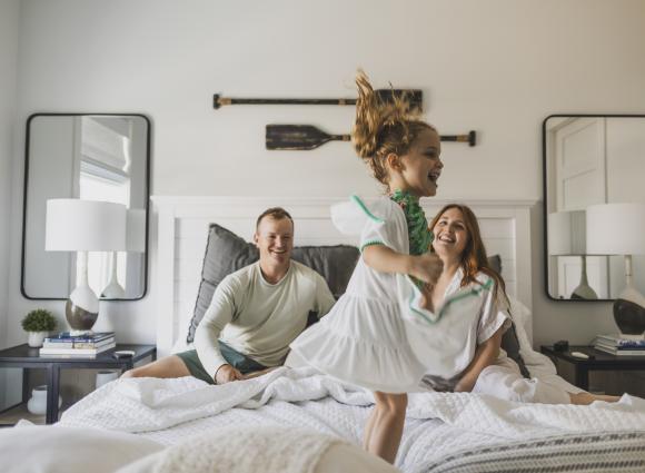 Family enjoying time in their vacation rental in Orange Beach, Alabama