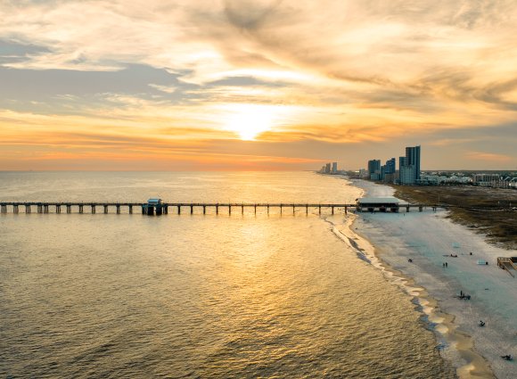 A beautiful view of a sunset on Alabama's Beaches