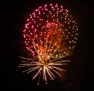 Fourth of July fireworks lighting up the night sky over the Gulf in Gulf Shores