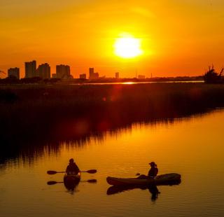 Kayak at sunset Gulf Shores