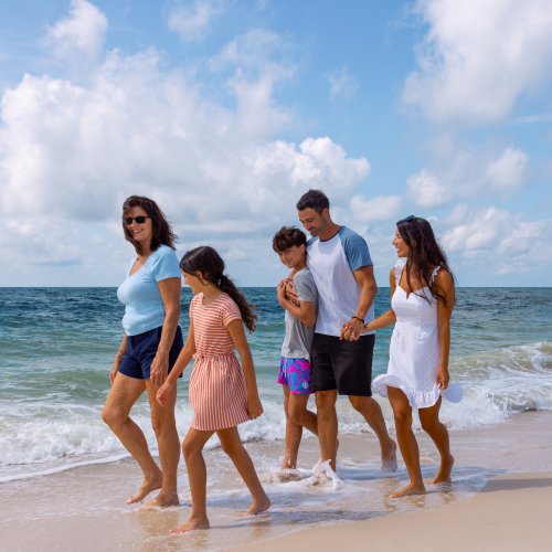 family on beach